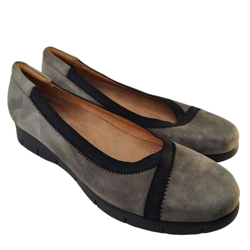 Grey Clarks kitten heels round toe sz 10